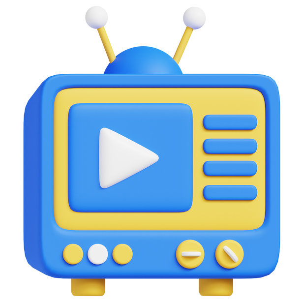 电视广告 3D 图标插图。图片下载