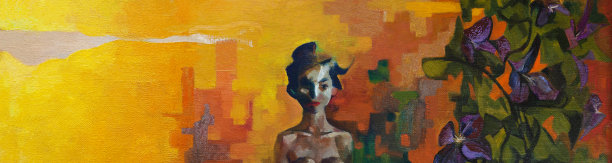 时尚的插画现代艺术作品我的原始油画在画布上印象派横向阳光装饰肖像温柔美丽的女孩长头发和一个东方风格的头发图片下载