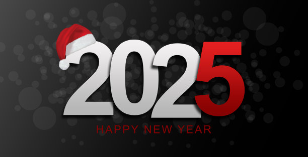 2025年快乐新年数字设计。圣诞老人，一个玩具。2025年商务日记封面。松枝，节日。宣传册、卡片、明信片的设计模板。矢量插图，白色背景。图片下载