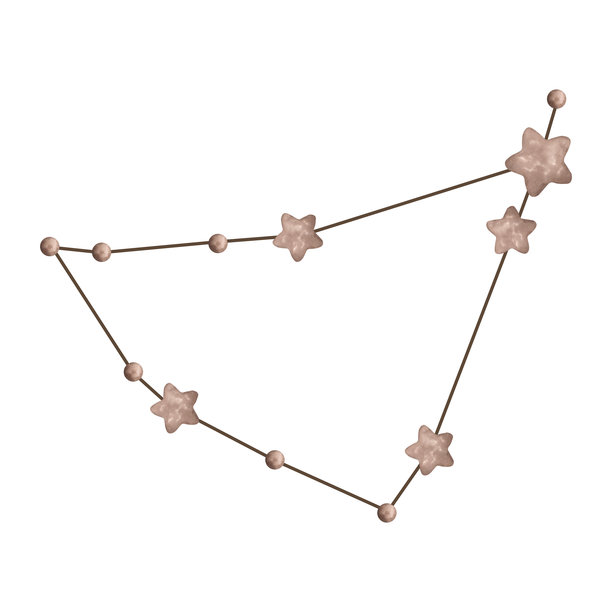 手绘水彩插图，展示摩羯座星座。可爱的棕色水彩星星星座，适合儿童。图片下载