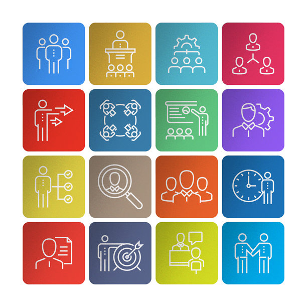 一组与业务人员相关的线条图标。简单的轮廓图标。图片下载