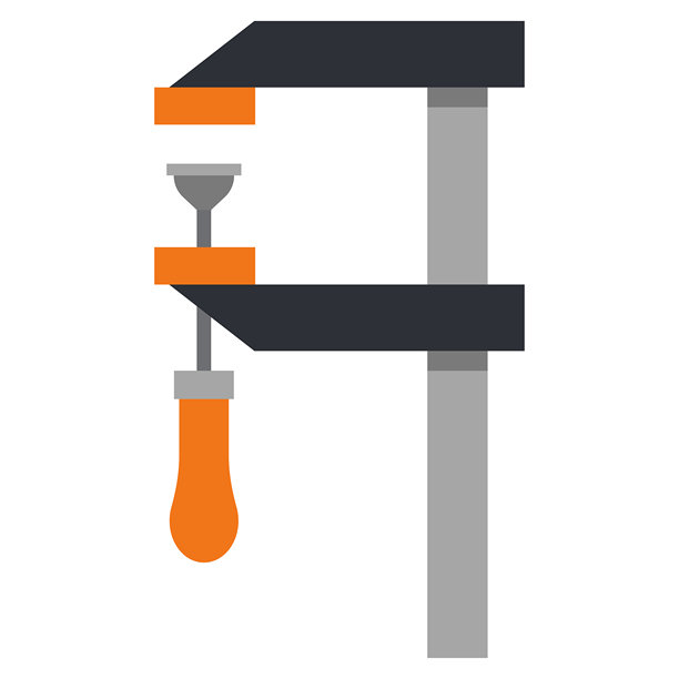 木工用木夹的矢量卡通插图，背景为白色。图片下载