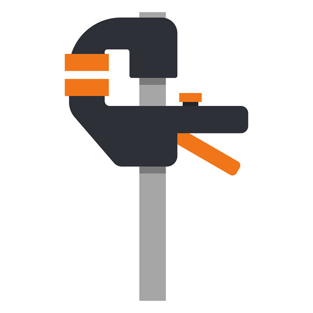 木工用角夹的矢量卡通插图，背景为白色。图片下载