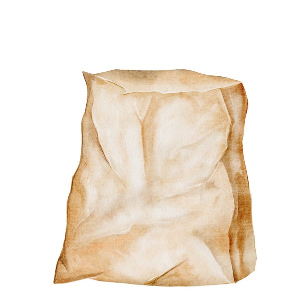 空纸袋水彩画。手绘环保包装，背景为白色。袋子模型。适合农场商店、海报和广告手册。图片下载