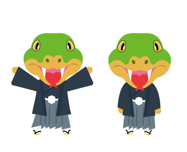 2025年新年贺卡素材 蛇年 插画中一对穿着和服的情侣。图片下载