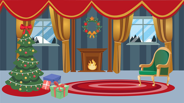 圣诞节客厅的室内装饰图片下载