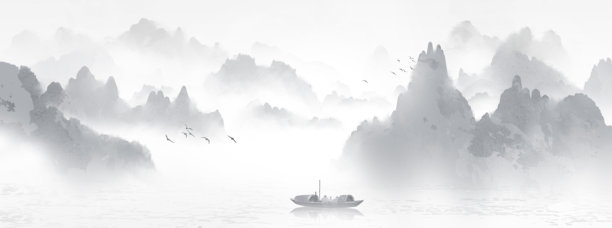 优雅的艺术意境，水墨山水画背景图片下载