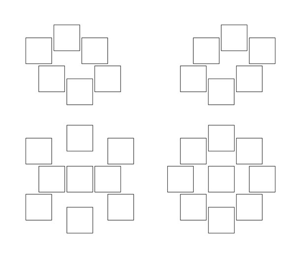 方形照片拼贴框，图像模板线条集。情绪板布局，背景。画廊网格，马赛克拼图边框。矢量轮廓。图片下载