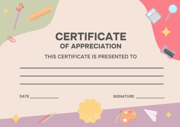 色彩缤纷的学前和幼儿园毕业证书，适用于幼儿和小学生，配有学校包和工具包。矢量卡通平面插图图片下载