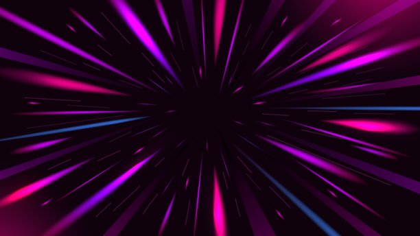 超空间背景。生动的星际扭曲，超光速跳跃或光速概念。穿越太空的快速速度，移动星星的径向线条和星际旅行的矢量插图。图片下载