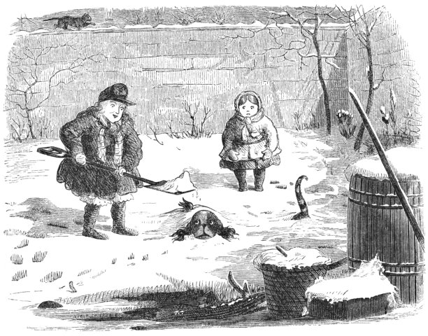 孩子们把宠物埋在雪里(19世纪)图片下载