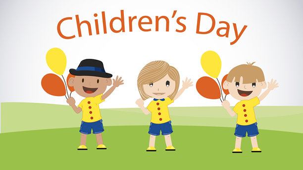 快乐的小朋友拿着气球背景图片下载