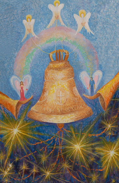 时尚的插图现代艺术作品我的原始油画在画布上的家庭价值的象征画，爱的宣言，婚礼，新郎，新娘，情侣的婚姻连接一座桥彩虹在他们的脚下，星星和太空对着天空在s图片下载