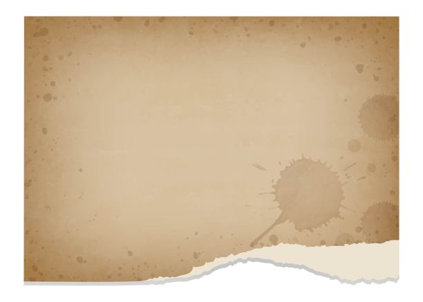 旧的有纹理的撕裂纸张，因岁月而变黄，老化色调，褪色，污渍纸张，背景素材图片下载