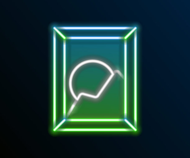 发光的霓虹线条图片，风景图标，独立于黑色背景。多彩的轮廓概念。矢量图。图片下载