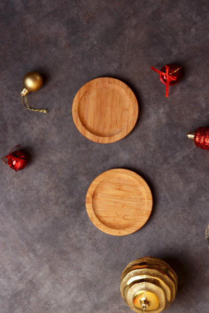 圣诞快乐，十二月新年假期照片，盘子背景装饰，俯视装饰活动图片下载