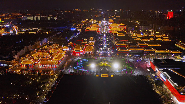 西安大唐西市的航拍照片，陕西，中国，亚洲。长安。图片下载