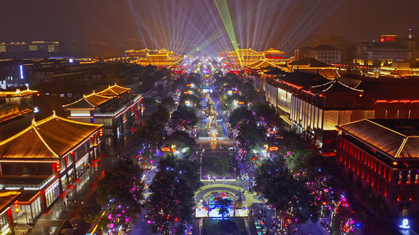 西安大唐西市的航拍照片，陕西，中国，亚洲。长安。图片下载