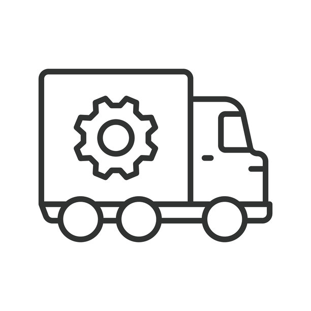 车队管理物流，线条设计图标。车队、管理、物流、运输、车辆、追踪、白色背景上的交付矢量。可编辑的车队管理物流图标。图片下载