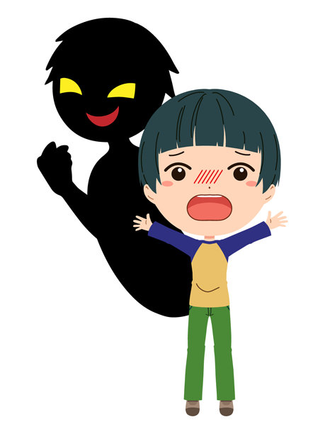 孩子与一个可疑人物的黑色剪影的图像素材图片下载