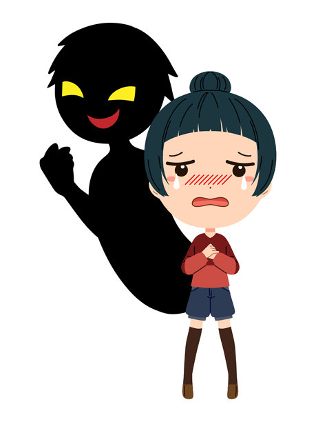 孩子与一个可疑人物的黑色剪影的图像素材图片下载