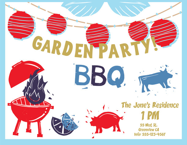 烧烤/花园派对邮票图片下载