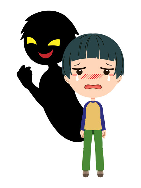 孩子与一个可疑人物的黑色剪影的图像素材图片下载