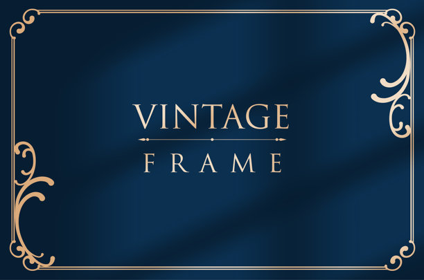 奢华的金色相框，带有角落装饰的照片框图片下载