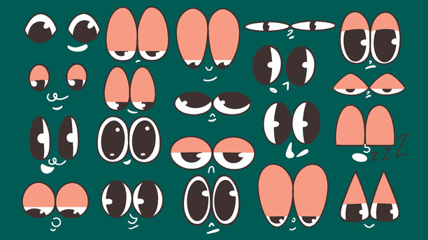 不同表情的卡通眼睛矢量手绘素材图片下载