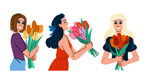 女性郁金香插画图片下载