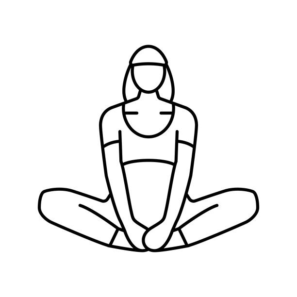 孕妇健身肩部推举哑铃线条图标插图图片下载