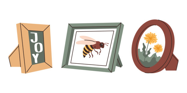 各种照片和画框的集合。手绘不同形状的相框。矢量平面插图。图片下载