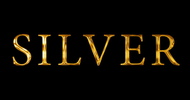 银色文字金色效果金属般闪耀奢华的背景。电影感标题新年趋势庆祝节日叠加。星星周年纪念感恩祝福素材。银色文字。图片下载