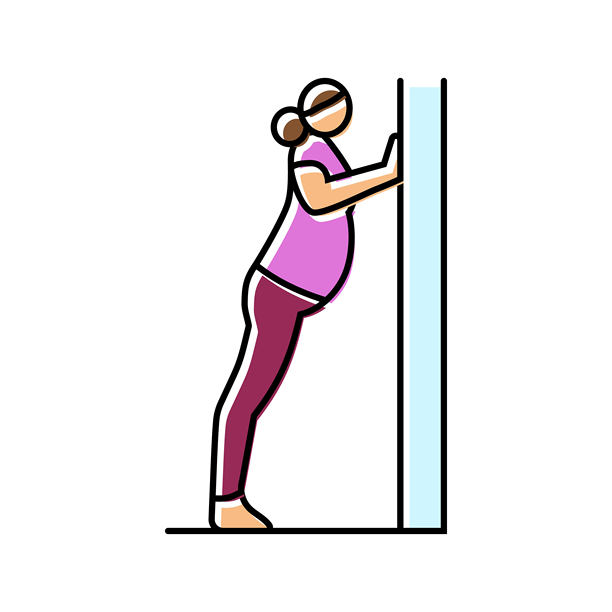 孕妇健身的墙壁俯卧撑彩色图标插图图片下载