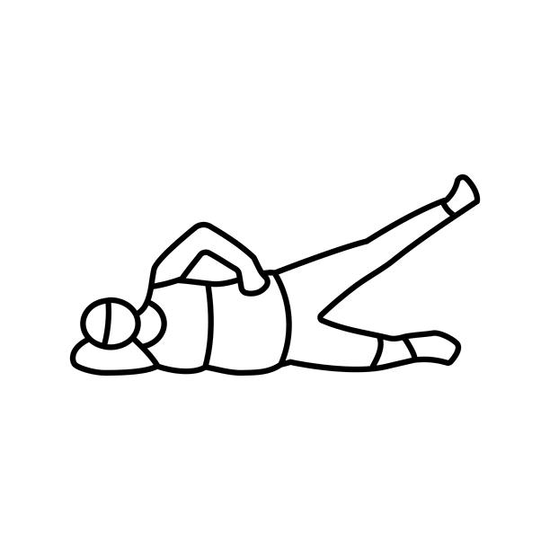 侧卧腿举孕妇健身线条图标插图图片下载