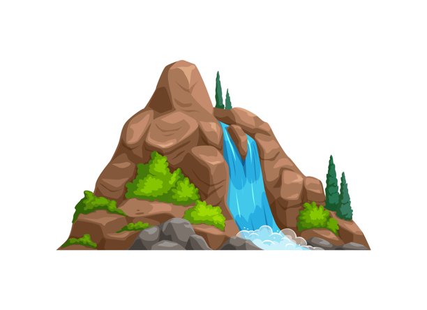 山间瀑布，史前森林游戏素材图片下载