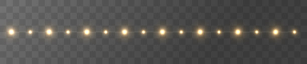 带有金色和黄色灯光的圣诞插图。电气彩灯库存图片。发光彩灯的矢量组合。圣诞彩灯，圣诞节，矢量图像，照明设备，吊灯。图片下载