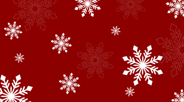 红色圣诞壁纸设计，雪花飘落的新年背景，适用于贺卡、海报和横幅的节日冬季主题插图，矢量素材图片下载