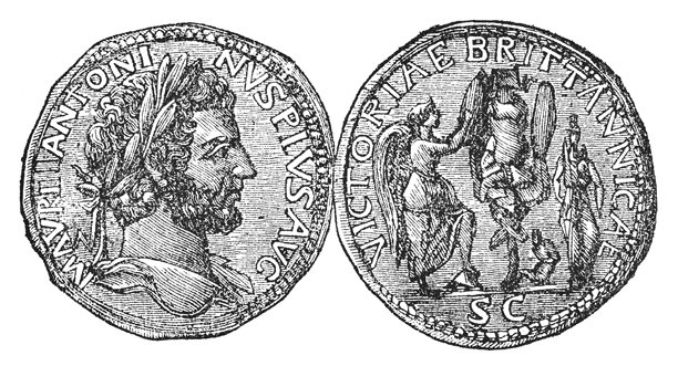 纪念安东尼·庇护在英国胜利的罗马金色金币(2世纪)图片下载