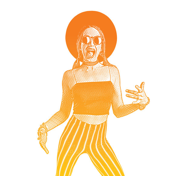 快乐的年轻女子笑着打手势图片下载