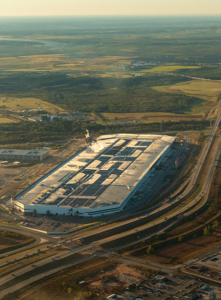 德克萨斯州奥斯汀的特斯拉超级工厂航拍照片图片下载