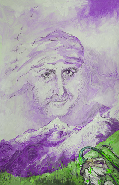 时尚的春天插图寓言现代艺术作品我的油画原画在画布上超现实主义人像画在天空中的风和云的形式图片下载