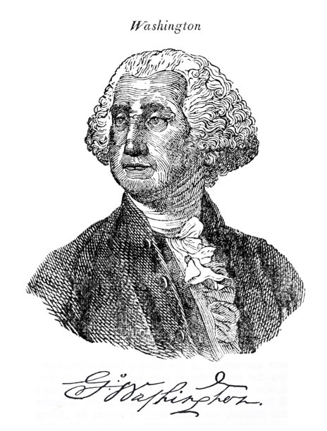 美国总统乔治华盛顿插图与签名肖像图片下载