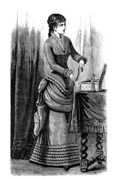 戴着珠宝盒的维多利亚时尚女人图片下载