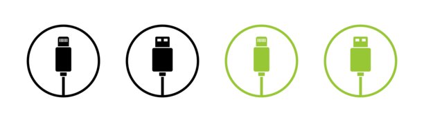 USB连接器图标集。线性、平面和轮廓风格。矢量图标。图片下载