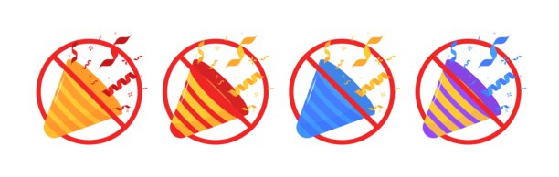 无派对拍板图标集。禁止标志图标。扁平风格。矢量图标。图片下载
