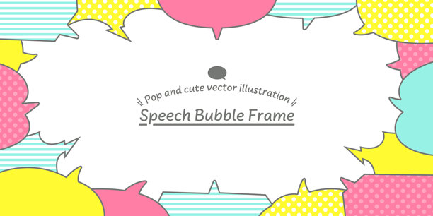 宽幅背景素材，周围环绕着许多对话气泡。可编辑的对话气泡位置和线条宽度的矢量数据。图片下载