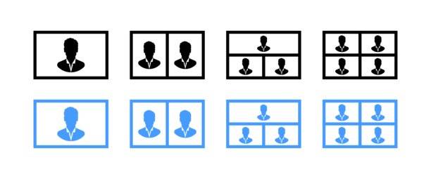 视频会议图标。扁平和轮廓风格。矢量图标。图片下载