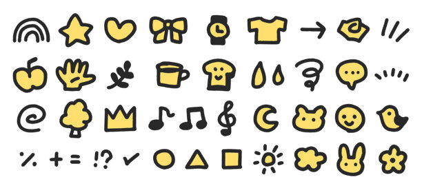 可爱的手绘插图图标集。儿童艺术。白色背景上的线条绘图矢量素材。图片下载