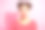 特写照片：美丽的女士，两个发髻，意外消息，睁大的眼睛，张嘴无言，哦不的表情，明亮的唇彩，穿着休闲的红白条纹T恤，背景为粉色。图片下载